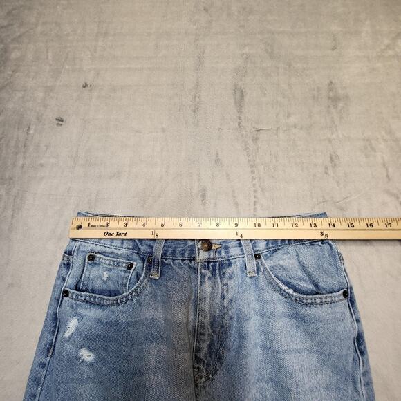 Arizona Jeans Womens 7 Blue Distressed High Rise Wide Leg Ripped Denim Pants - Picture 7 of 10